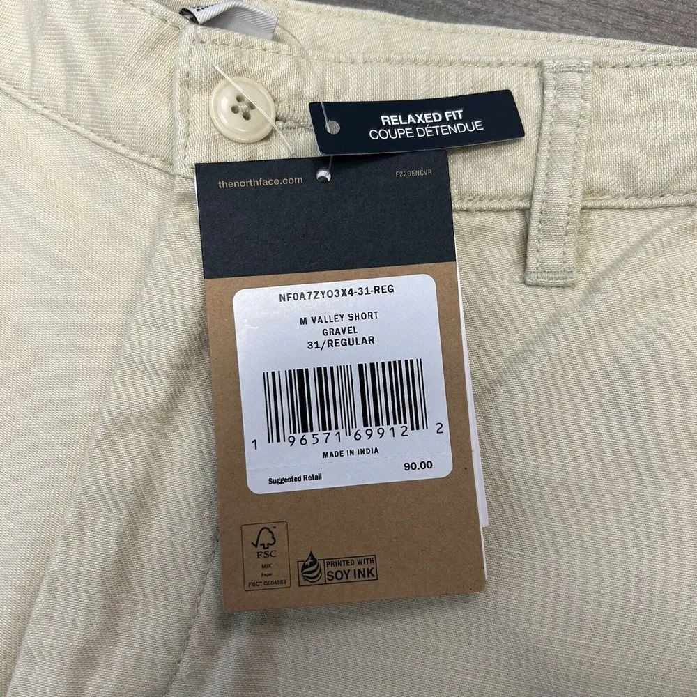 NWT The North Face Cargo Valley Shorts Gravel Men‎ Size 31 Regular $90